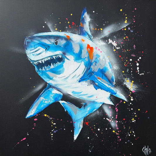 Requin bleu original signé