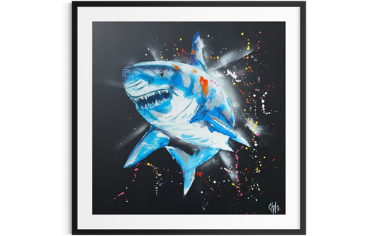 "Impetus" le requin bleu  Tirage d'art signé sur toile coton