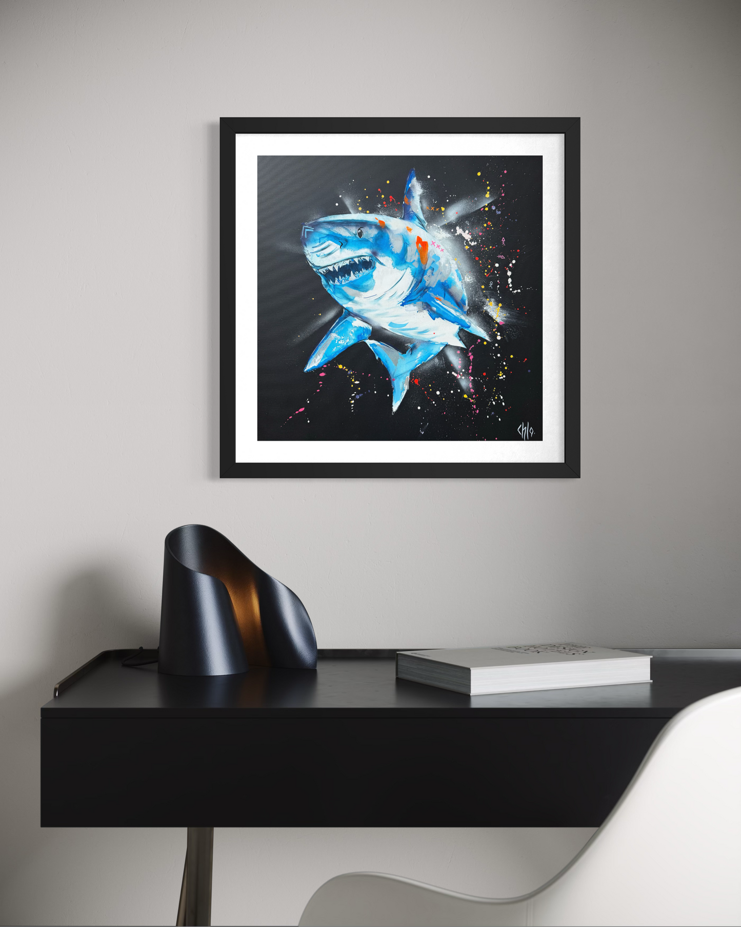 "Impetus" le requin bleu  Tirage d'art signé sur toile coton