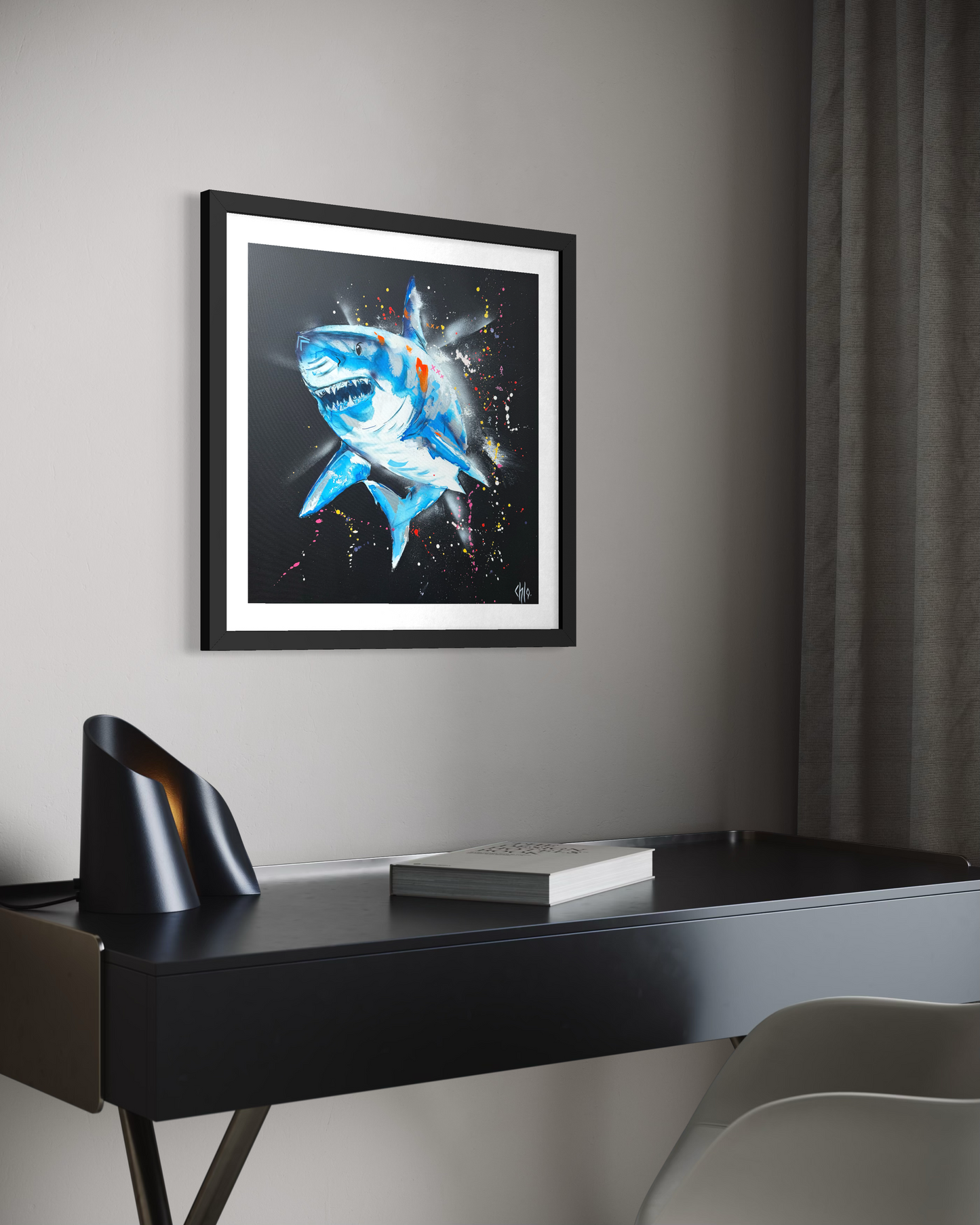 "Impetus" le requin bleu  Tirage d'art signé sur toile coton