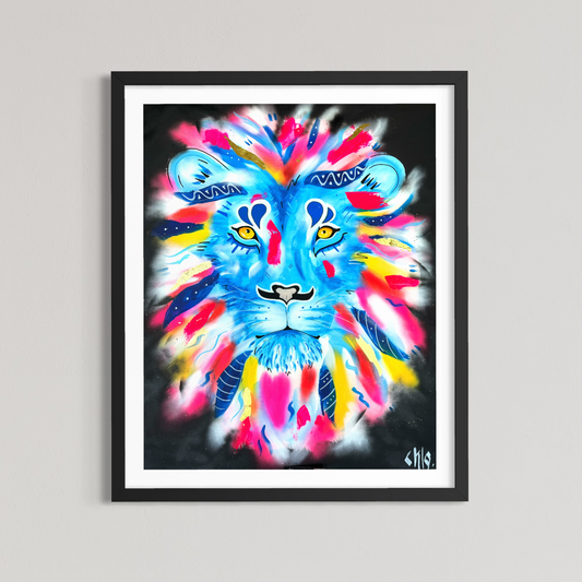 Lion coloré_tirage d'art sur toile coton_oeuvre numérotée et signée