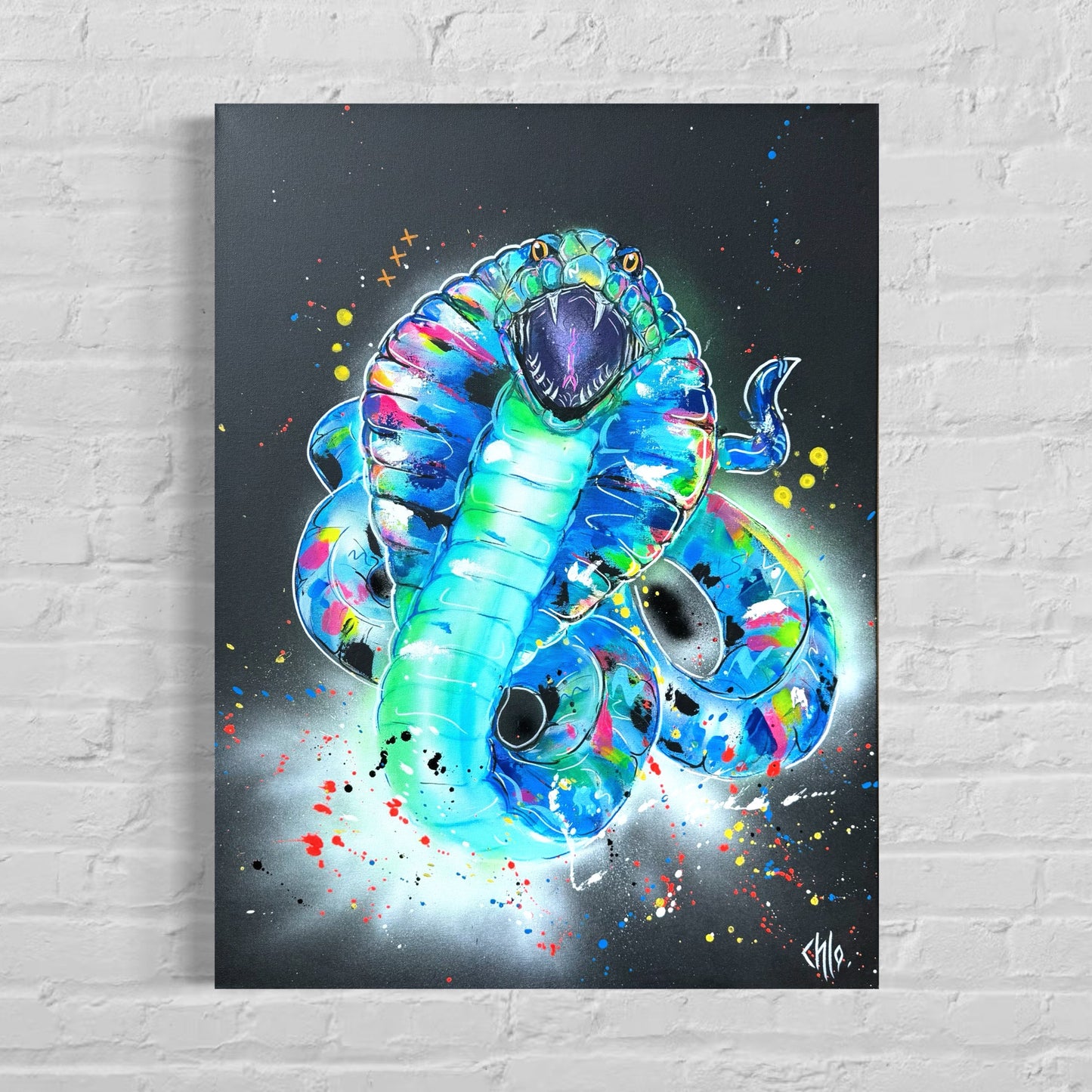 Piquante œuvre unique peinture acrylique colorée