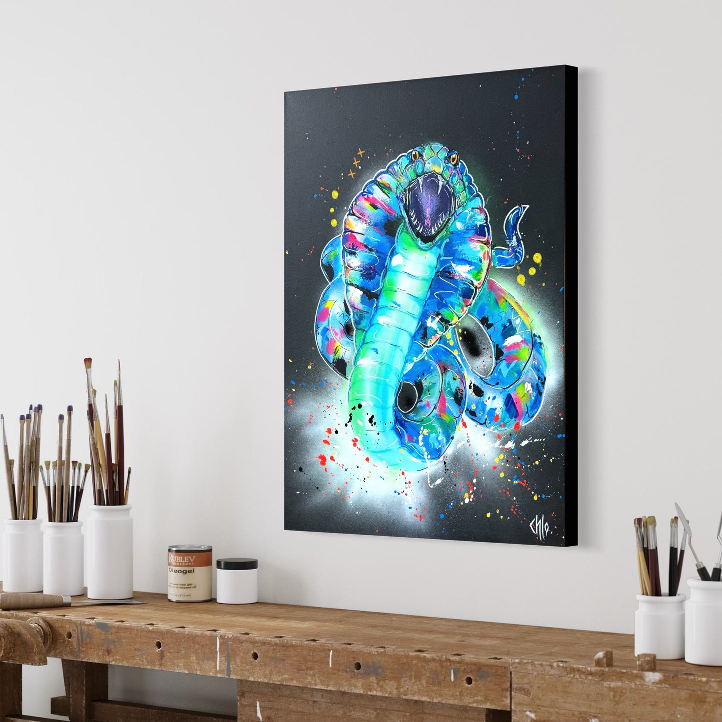 Piquante œuvre unique peinture acrylique colorée