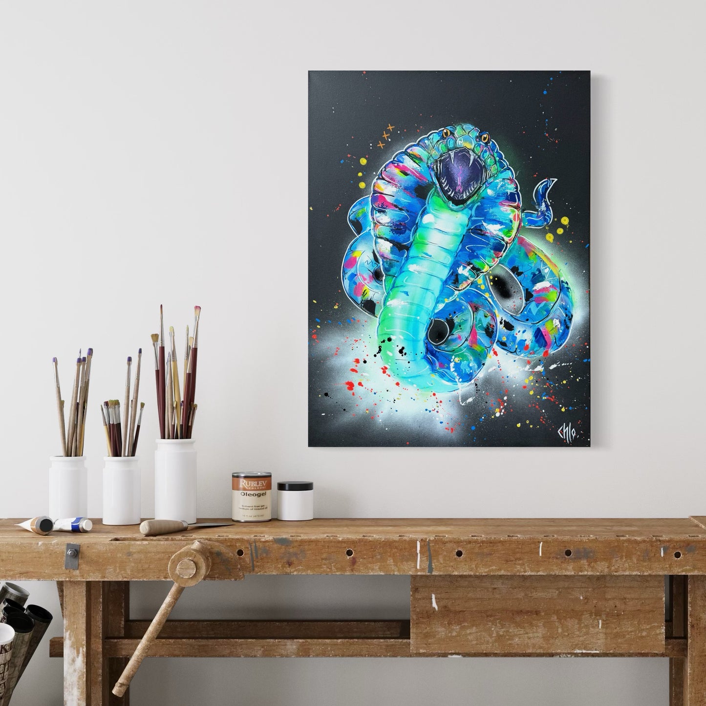 Piquante œuvre unique peinture acrylique colorée